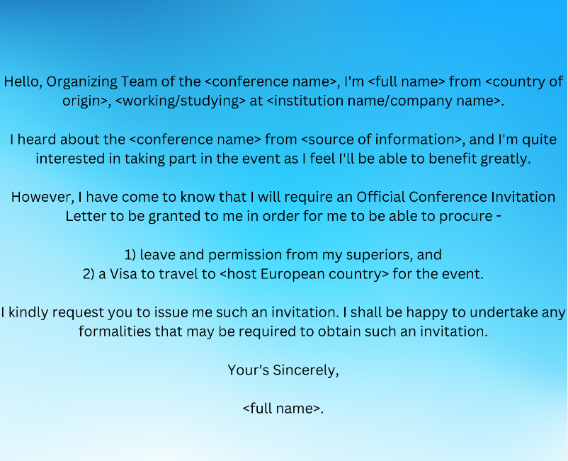 Sample conference in europe with invitation letter format 
